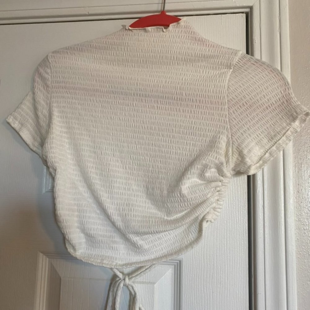 Bailey Rose White Stretchy Crop Top with Open Back